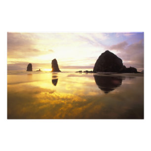 N.A., USA, Oregon, Cannon Beach Sunset with Photo Print