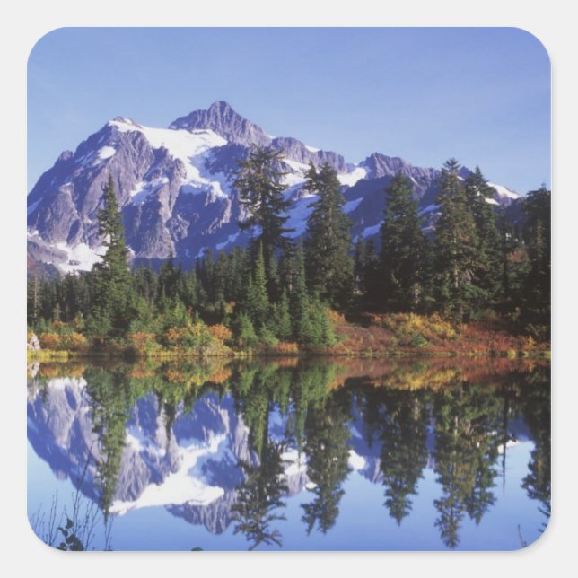 N.A., USA, Washington, Mt. Baker & Snoqualmie Square Sticker (Front)