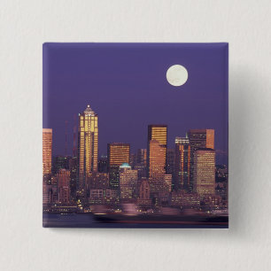N.A., USA, Washington, Seattle Seattle skyline 15 Cm Square Badge