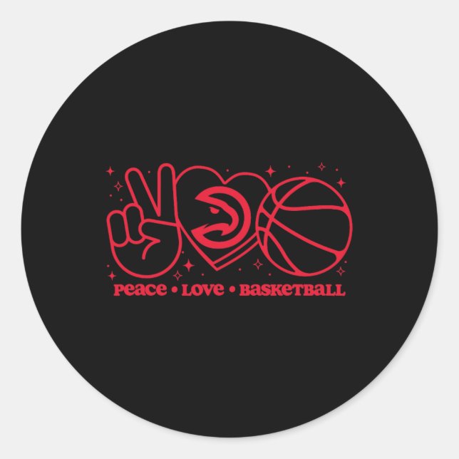 N Atlanta Hawks Peace Love Sketll  Classic Round Sticker (Front)