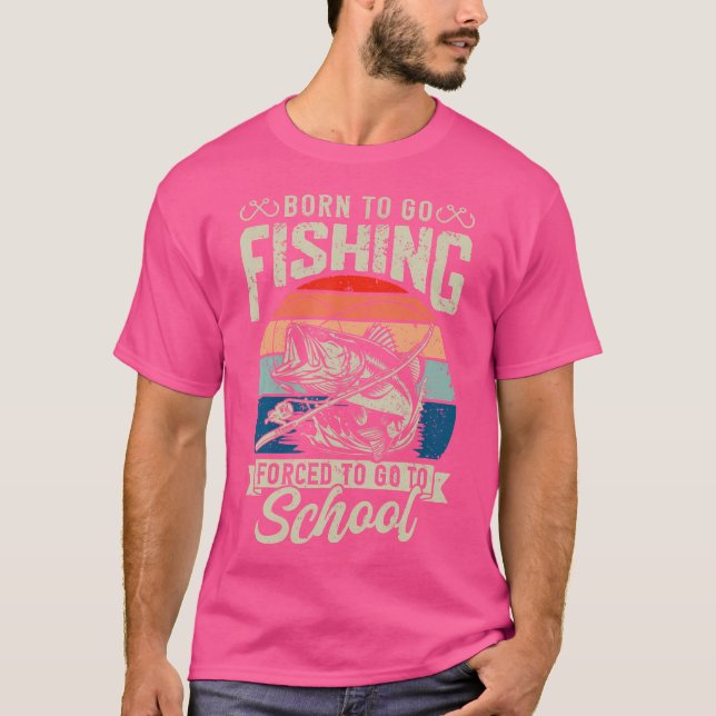 n Boys Fishing Forced To Go To School Bass Fish T-Shirt (Front)
