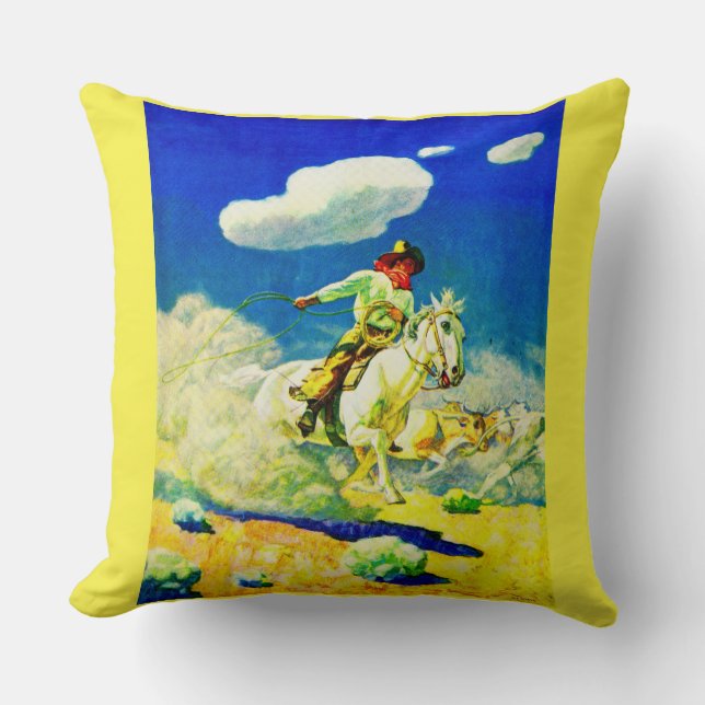 N. C. Wyeth cowboy Cushion (Front)