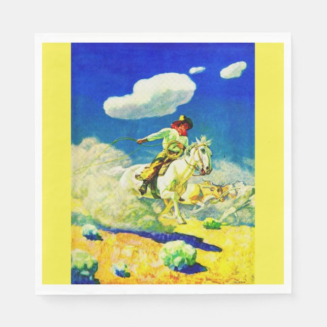 N. C. Wyeth cowboy print Napkin (Front)