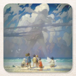 N.C. Wyeth The Giant 1923 Vintage Illustration Square Paper Coaster