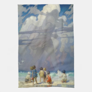 N.C. Wyeth The Giant 1923 Vintage Illustration Tea Towel