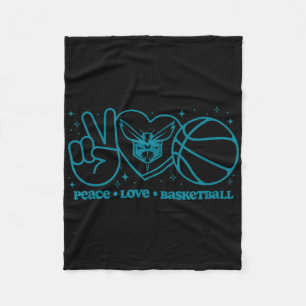 N Charlotte Hornets Peace Love Sketll Fleece Blanket
