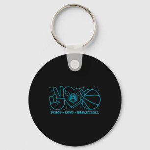 N Charlotte Hornets Peace Love Sketll  Key Ring