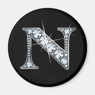 "N" Diamond Bling Magnet