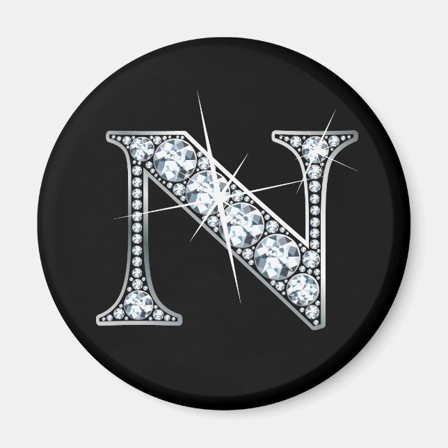 "N" Diamond Bling Magnet (Front)
