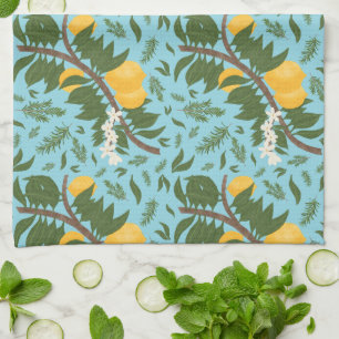 n-Drenched Lemons Sky Blue   Tea Towel