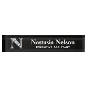 N Faux Diamond Desk Nameplate