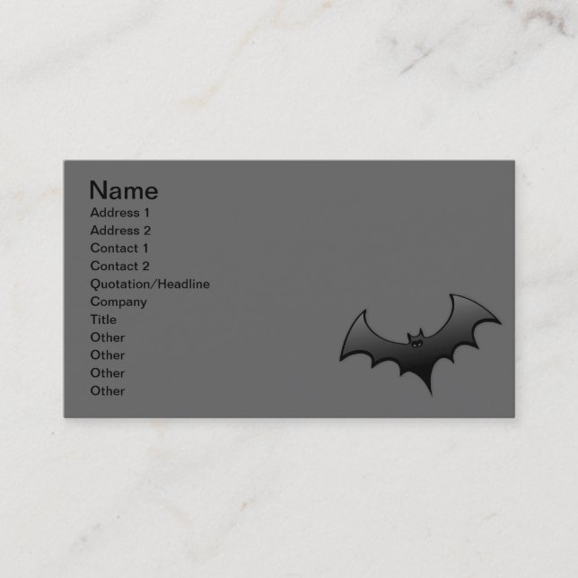 n_H_6_Vector_Clipart black bat dark grey night Business Card (Front)