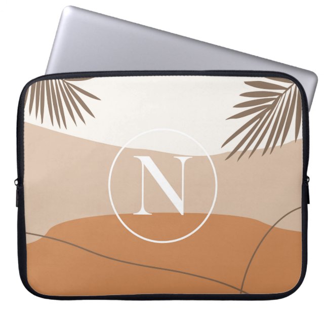 N - Initial Monogram Letter N Abstract Design Laptop Sleeve (Front)