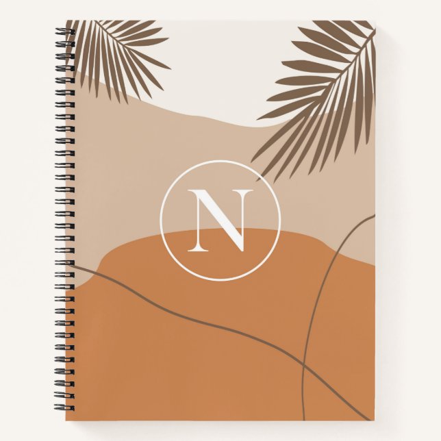 N - Initial Monogram Letter N Abstract Design Notebook (Front)