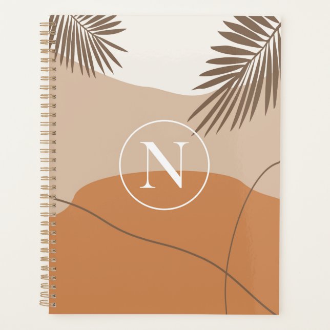 N - Initial Monogram Letter N Abstract Design Planner (Front)