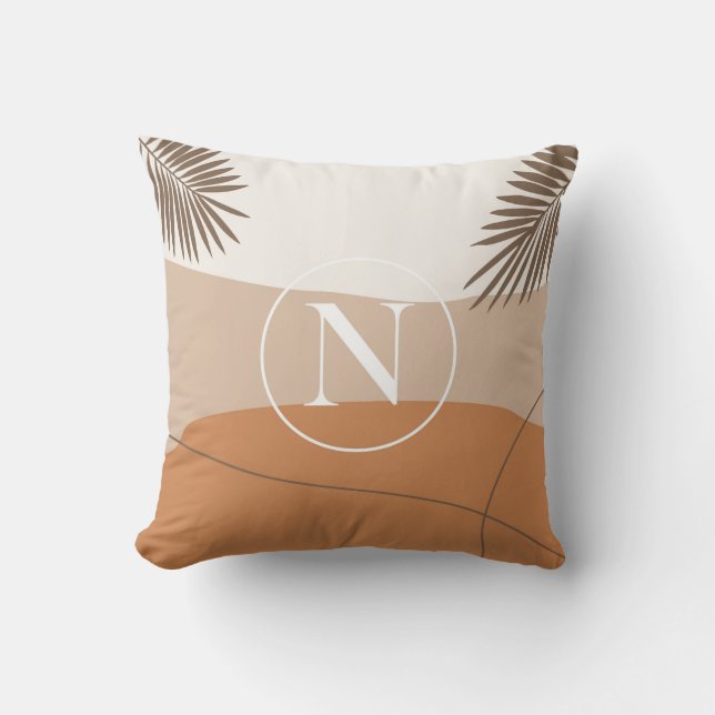 N - Initial Monogram Letter N Abstract Design Thro Cushion (Front)
