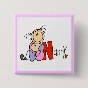 N is for Nanny 15 Cm Square Badge