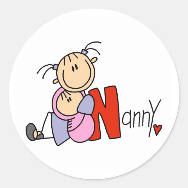 N is for Nanny Classic Round Sticker (Front)