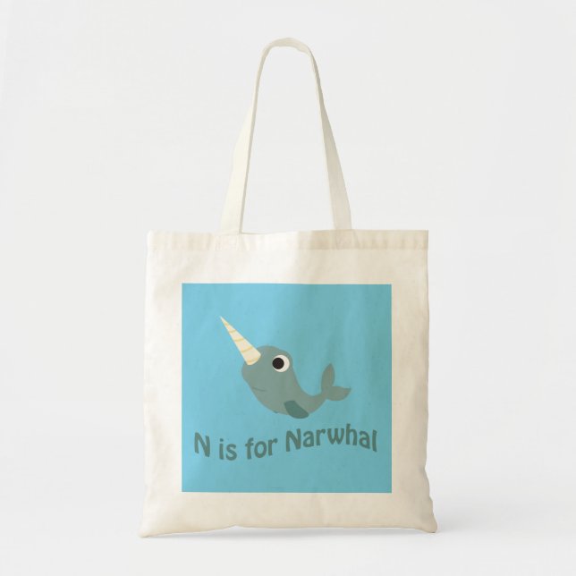 N is for Narwhal Tote Bag (Front)
