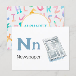 N is for Newspaper - Alphabet Flash Card