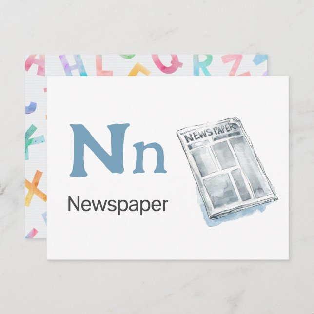 N is for Newspaper - Alphabet Flash Card (Front/Back)