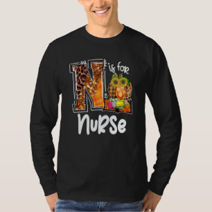 N Is For Nurse Leopard Pumpkin Fall Thanksgiving T-Shirt