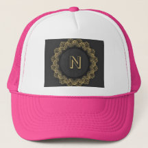 N Letter Initial Monogram Circle Hot Pink Colour