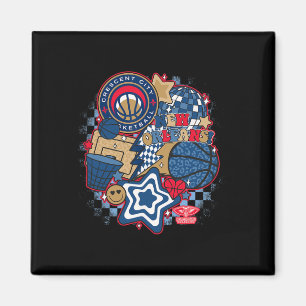 N New Orleans Pelicans Psychedelic Sketll Collage  Magnet