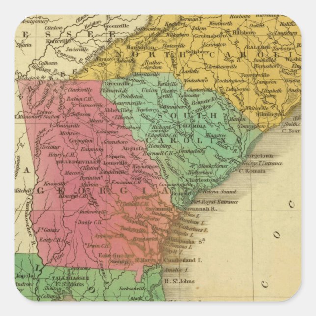 N & S Carolina 3 Square Sticker (Front)