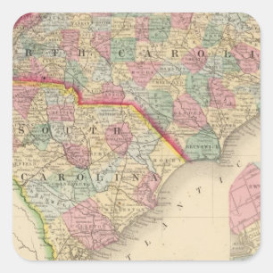 N & S Carolina Map by Mitchell Square Sticker