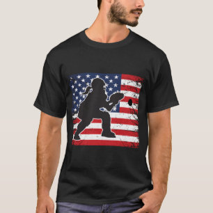N Softball Catcher Distressed Usa Flag Team T-Shirt