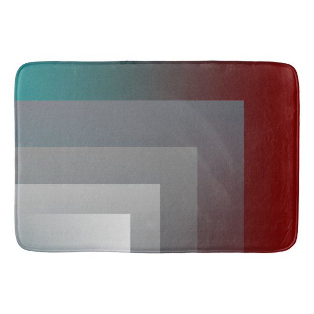 N - teal grey burgundy bath mat (Front)