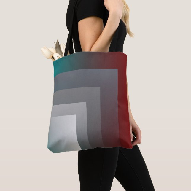 N - teal grey burgundy tote bag (Close Up)