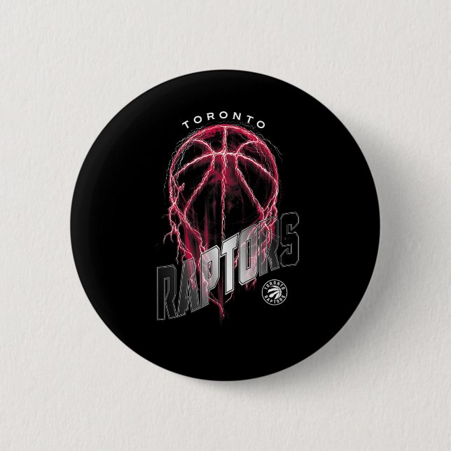 N Toronto Raptors Lightning Bolt Sketll Logo  6 Cm Round Badge (Front)