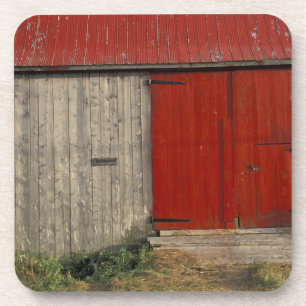 NA, Canada, New Brunswick, Shepody. Red barn Coaster