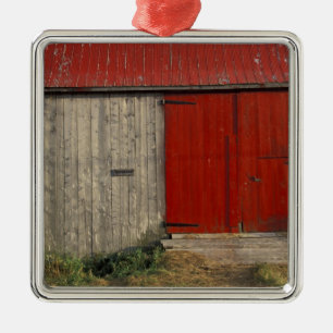 NA, Canada, New Brunswick, Shepody. Red barn Metal Tree Decoration