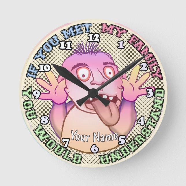 Na Na Family Face Round Clock (Front)