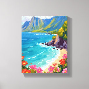 Na Pali Coast Kauai Hawaii Coastline Painting Canvas Print