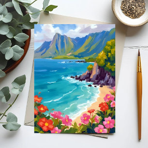Na Pali Coast Kauai Hawaii Coastline Painting Postcard