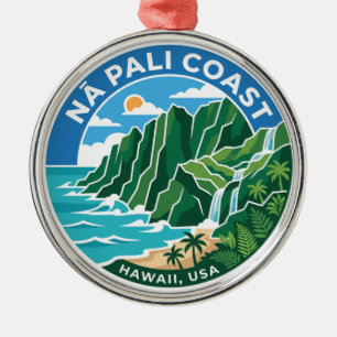Nā Pali Coast Kauai Hawaii USA Metal Tree Decoration