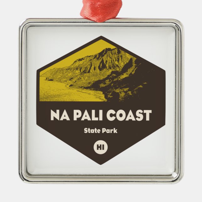 Nā Pali Coast State Park Hawaii Metal Tree Decoration (Front)
