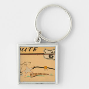 NA, USA, Arizona, Holbrook Route 66 road mural Key Ring