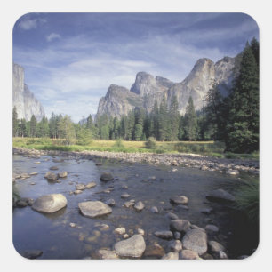 NA, USA, California, Yosemite NP, Valley view Square Sticker