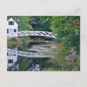 NA, USA, Maine. Bridge over pond in Somesville. Postcard