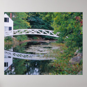 NA, USA, Maine.  Bridge over pond in Somesville. Poster