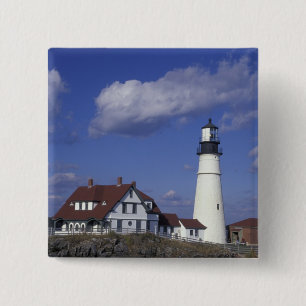 NA, USA, Maine, near Portland, Portland Head 15 Cm Square Badge