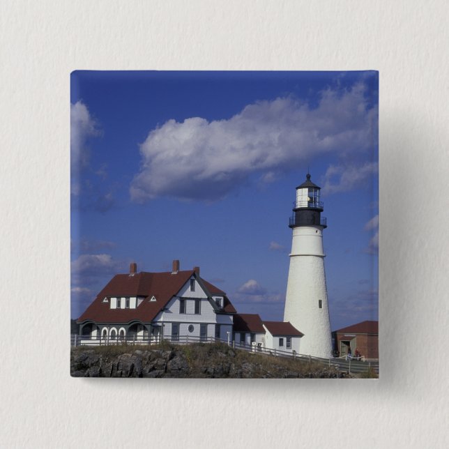 NA, USA, Maine, near Portland, Portland Head 15 Cm Square Badge (Front)