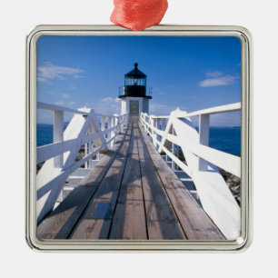 NA, USA, Maine, Port Clyde. Marshall Point 2 Metal Tree Decoration