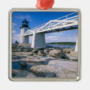 NA, USA, Maine, Port Clyde. Marshall Point Metal Tree Decoration