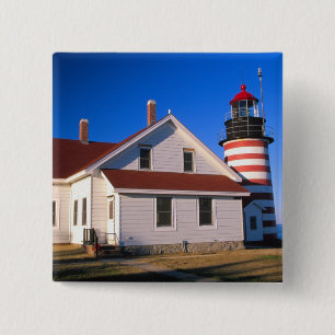 NA, USA, Maine.  West Quoddy lighthouse near 15 Cm Square Badge